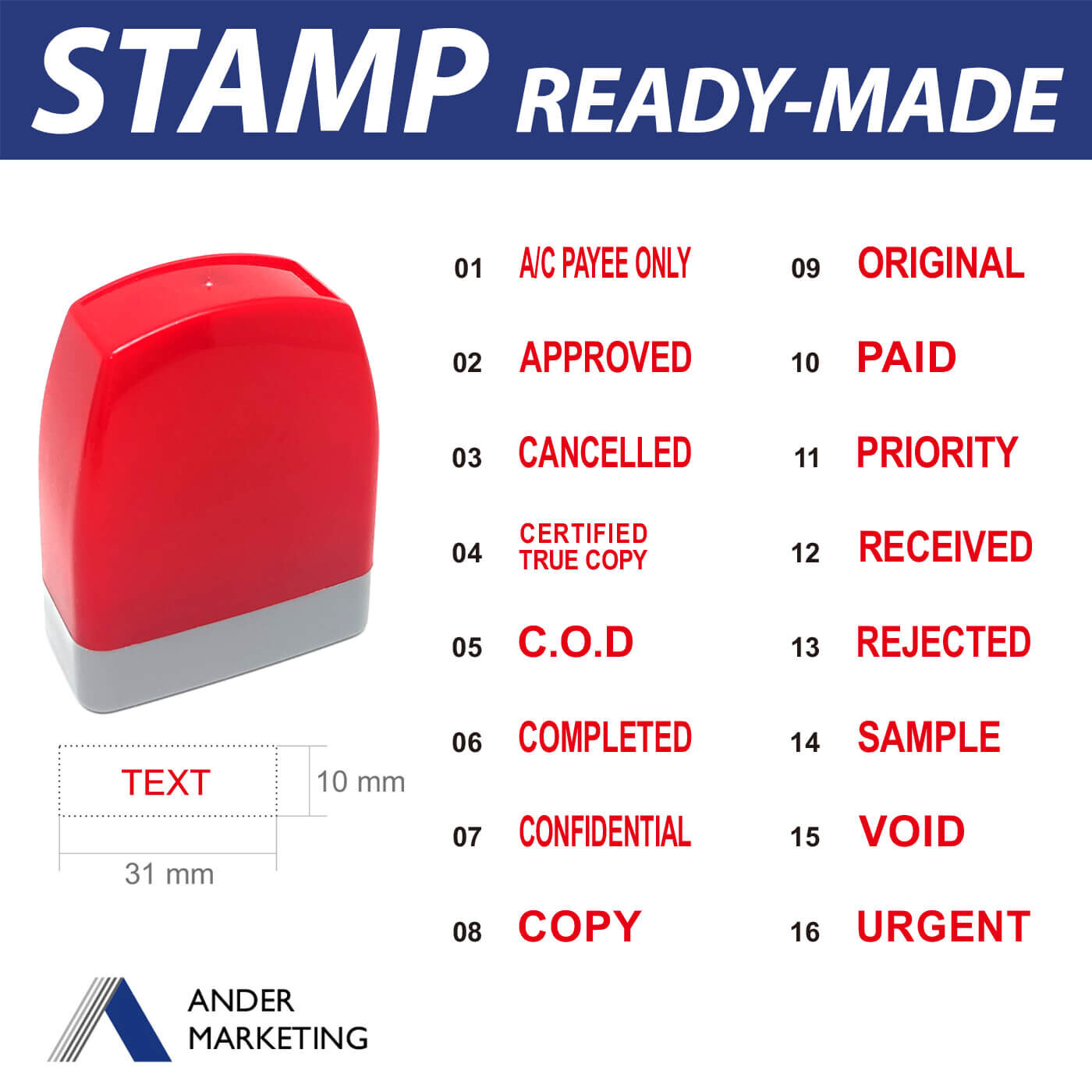 Ready Made Pre-inked Stamp